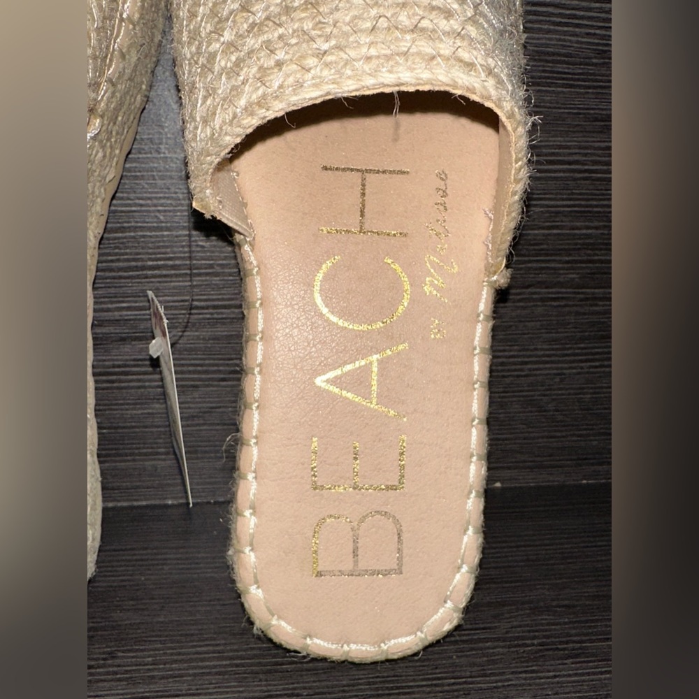 NWT Beach by Matisse Del Mar Platform Tan Woven Slide Sandals Size 7 - Picture 8 of 9